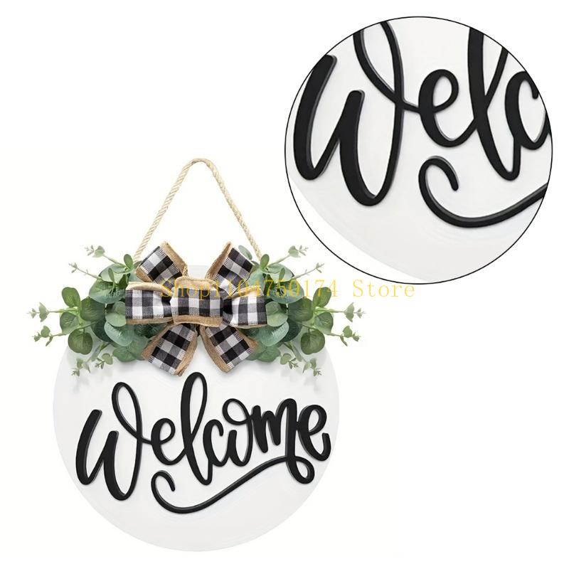 Welcome Sign for Front Door Wreath Decorations Bows Front Door Porch Hangings Decors for Farmhuose Home Outdoor Indoor top sale
