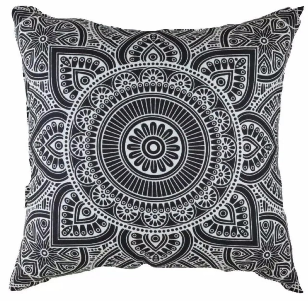 1 Stuk Zwart-Wit Mandala Kussenhoes, Indiase Boheemse Geometrische Bloemige Yin Yang Sierkussenhoes Voor Huisbank Slaapkamer Decoratie Peach skin 18*18(CM)-1Pcs