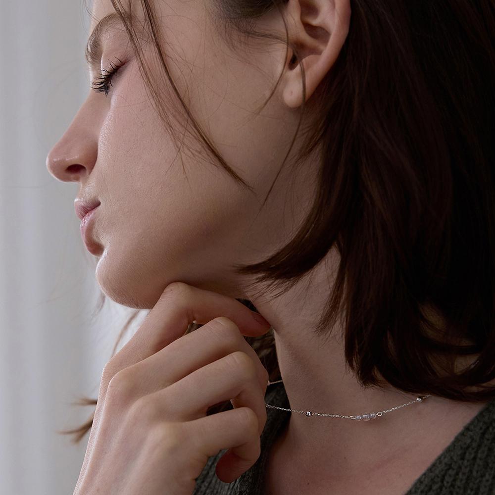 Paigeflynn [Silver 925] Bubble Dew Sliding Pattern Necklace