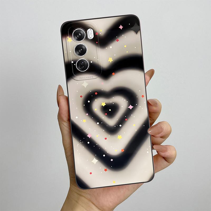 For OPPO Reno 12 CPH2625 Reno12 Pro Phone Case 12pro 5G CPH2629 Love Heart Silicone Soft Shockproof Back Cover Protective Shell
