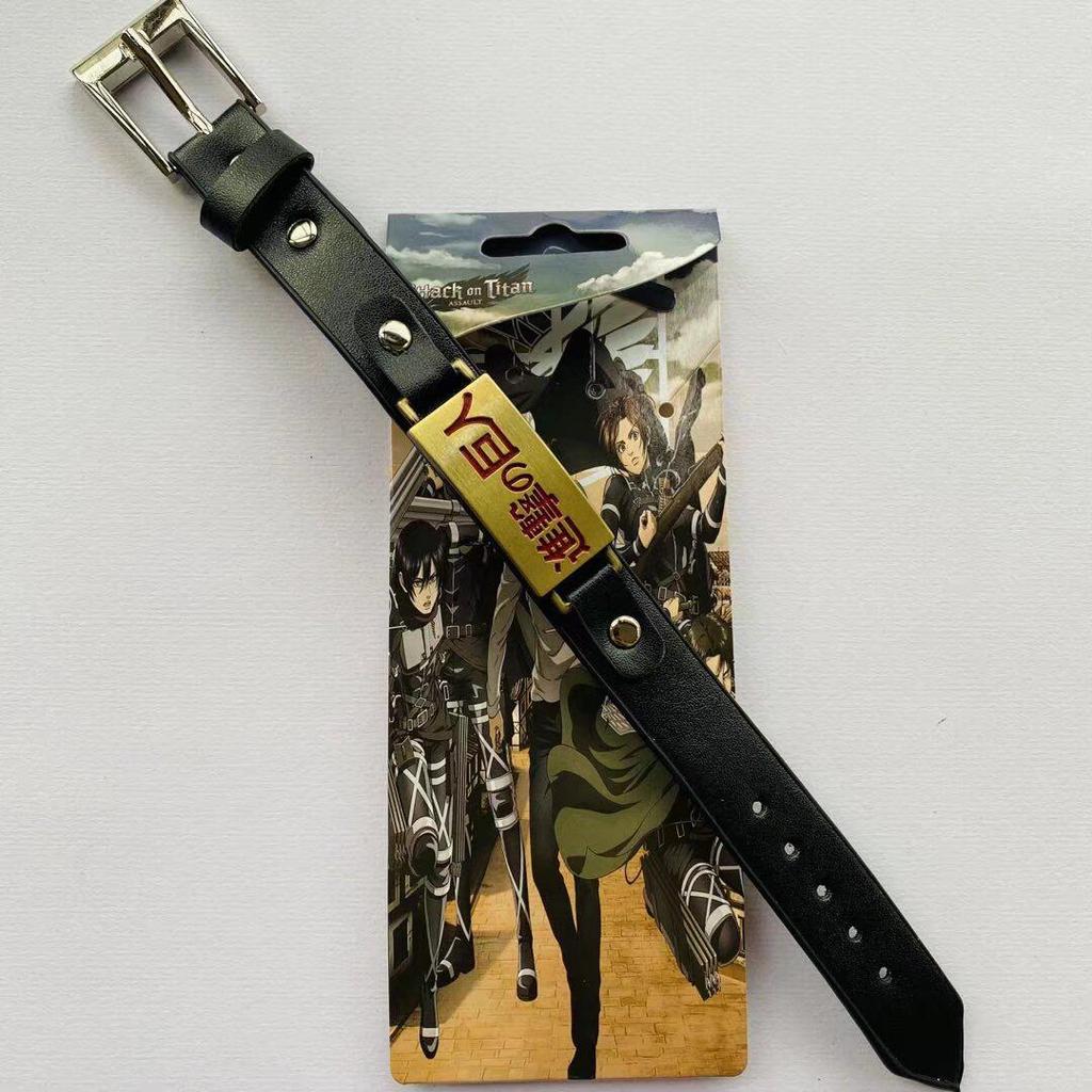 Anime Mix Faux Leather Bracelet: Attack on Titan, Naruto, Jujutsu Kaisen, Demon Slayer, Fairy Tail, Death Note.