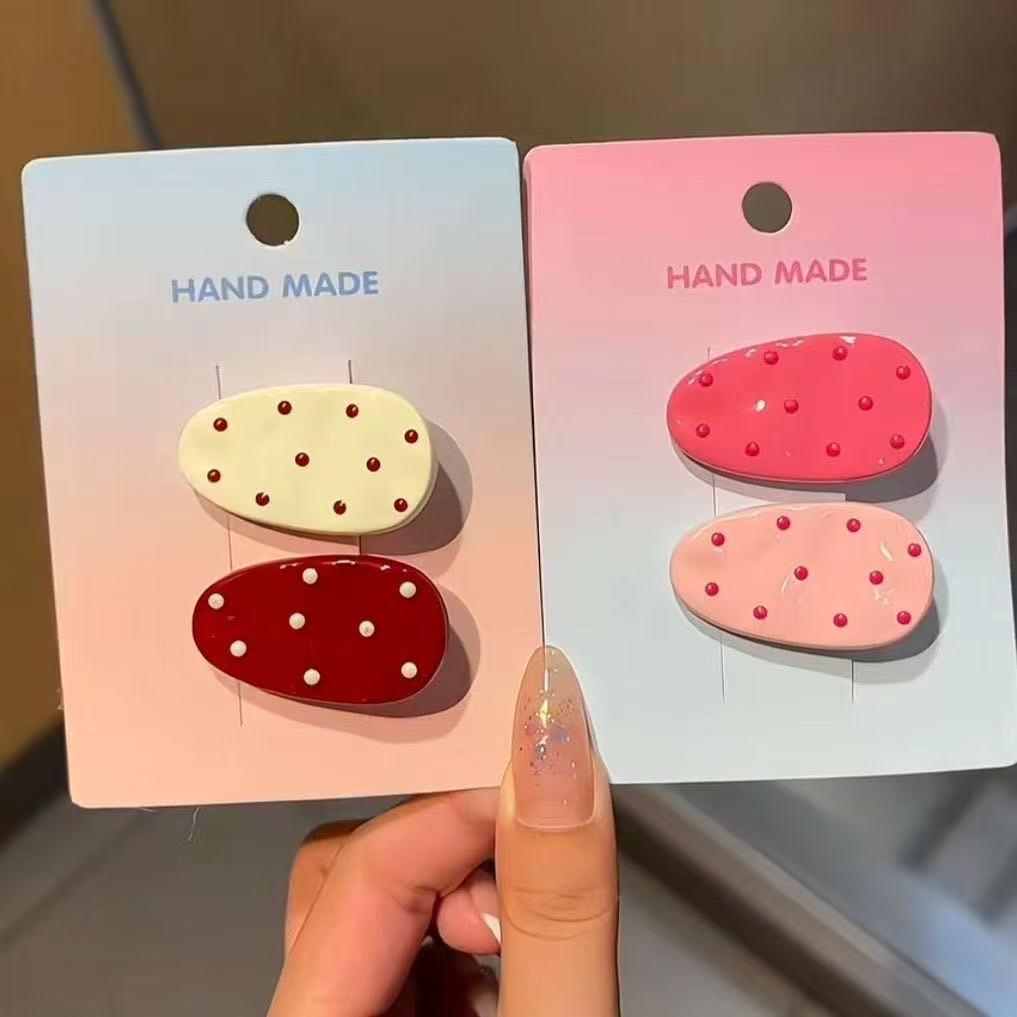 Pink Polka Dot Bowknot Hair Clip - Sweet Duckbill Accessory for Women & Girls