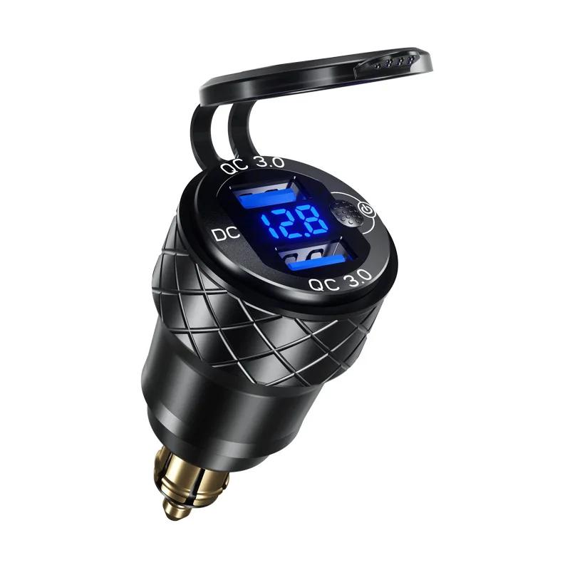 Aluminiumlegierung Dual Auto USB Ladebuchse QC3.0 LED Digitalanzeige Adapter für BMW K1600B F800 GS R1200 RT für DIN Hella Stecker