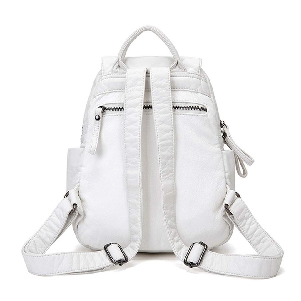 BUKESIYI Women's Mini Backpack, Large Capacity, Waterproof, PU Leather, JP78179, Pearl White
