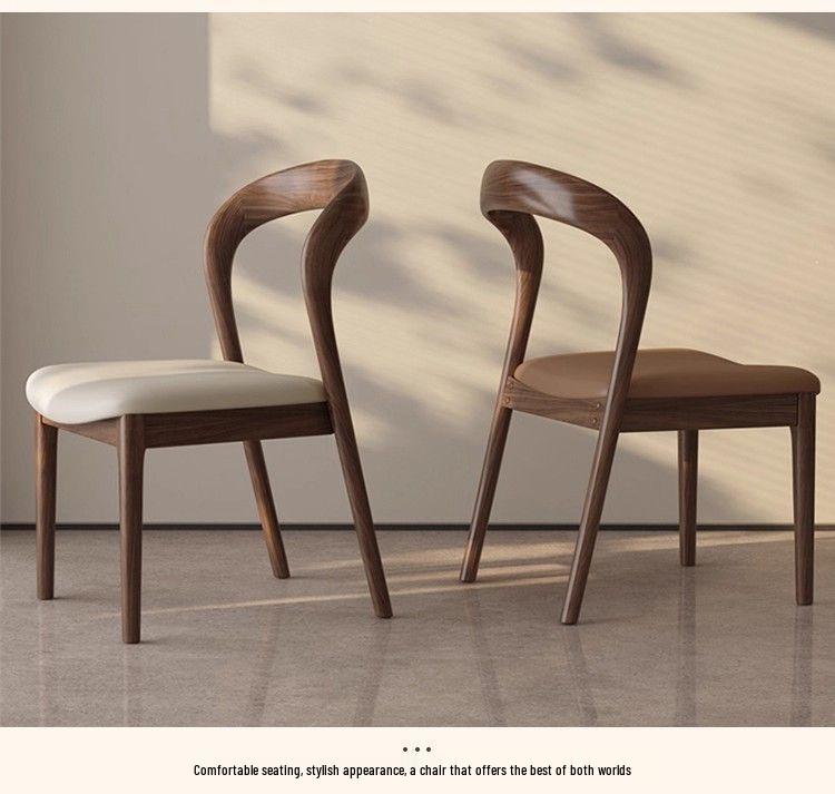 Solid Wood Vintage Modern Minimalist Dining Chair with Backrest for Home, Hotel, or Restaurant