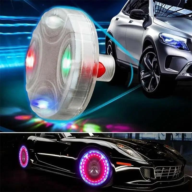 Car Solar Smart Tire Light Automobile Wheel Lights Nozzle Valve Caps Fluorescent Car Hub Luminous LED Tire Valve Caps Lights