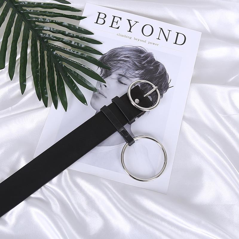 

Chic Women s Round Buckle Belt Perfect For Jeans And Everyday Fashion Styles Large Black Ring