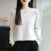 Casual Simple Women Fashion Sweater Round Neck Cable Knit Pullover Tops Loose Long Sleeve Pullover Base Layer Autumn Winter Comfortable Warm Knit Top