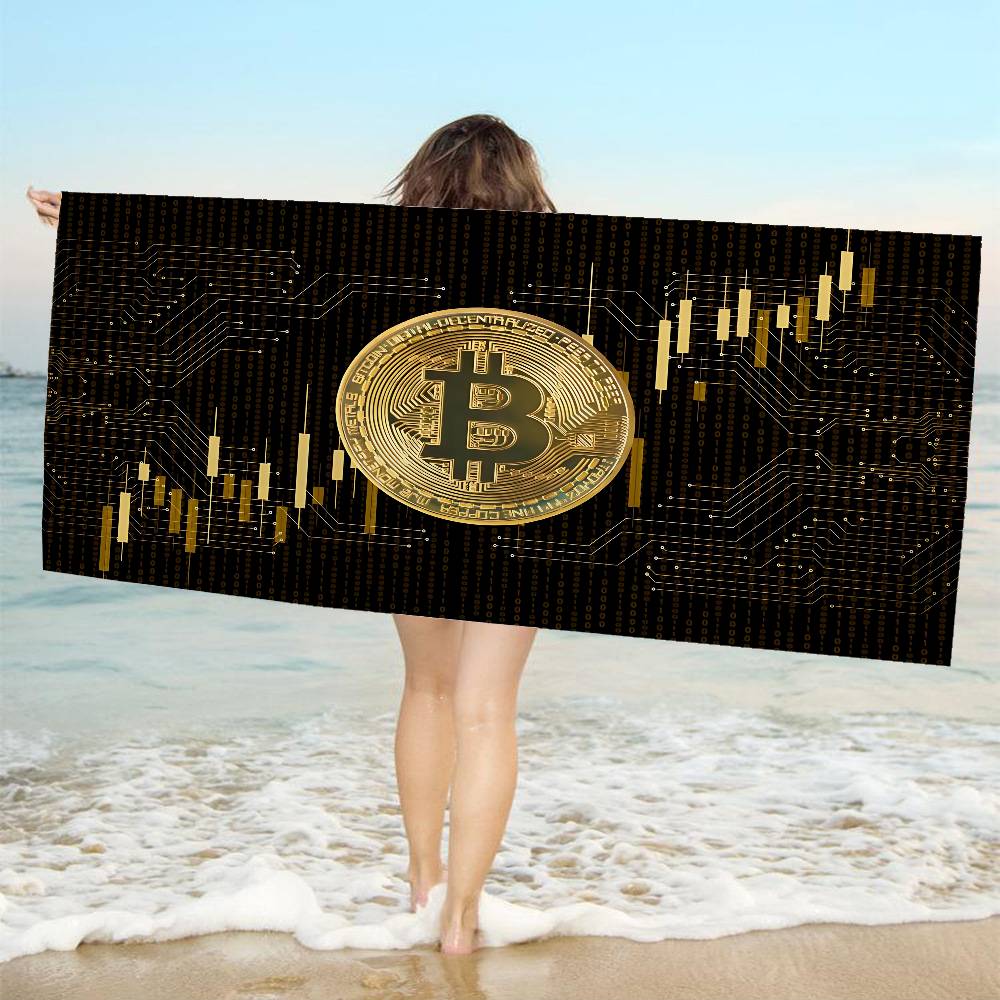Trends Bitcoin Microfiber Printed Beach Towel Mountain Climbing Yoga Beach Swimming Running Absorbent Soft Towel