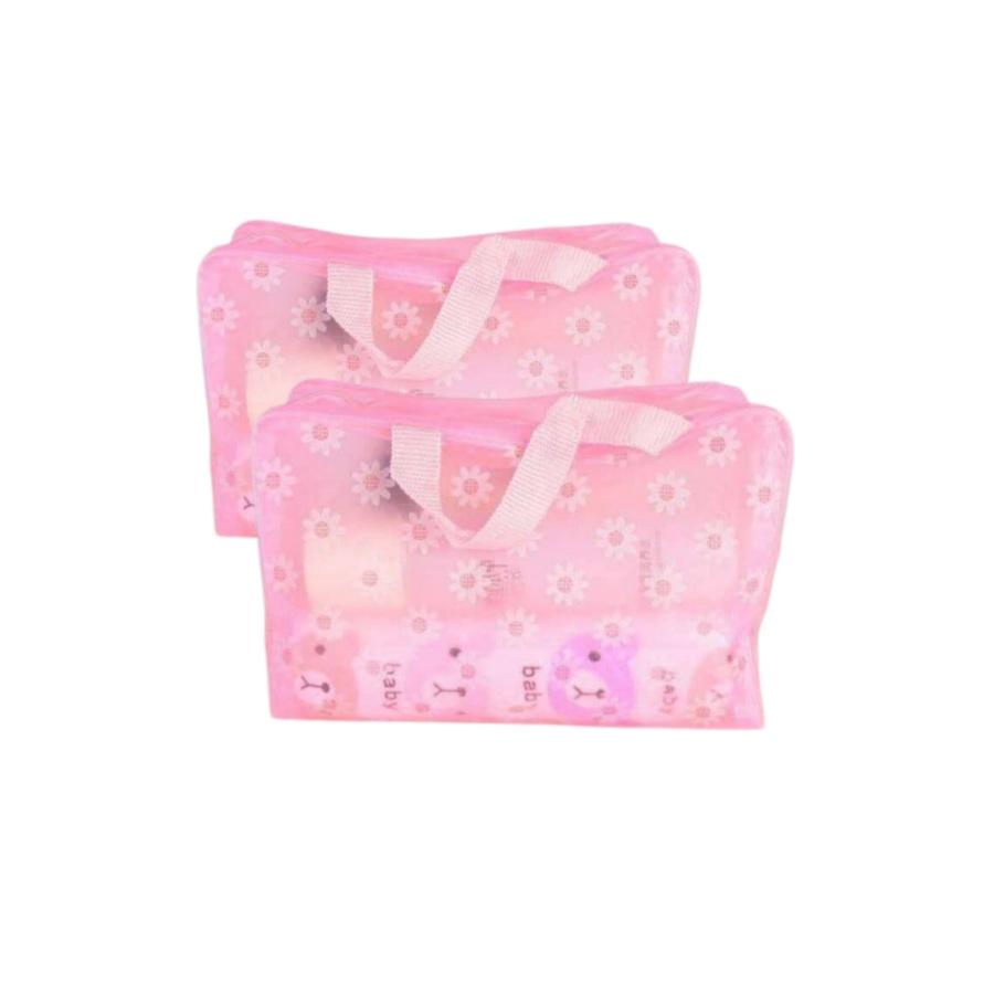 

Creative floral print transparent waterproof cosmetic bag, travel toiletry storage bag for trips and outings розовый