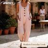 JPNTKY Women's Fashion Casual Solid Color Print Jumpsuit