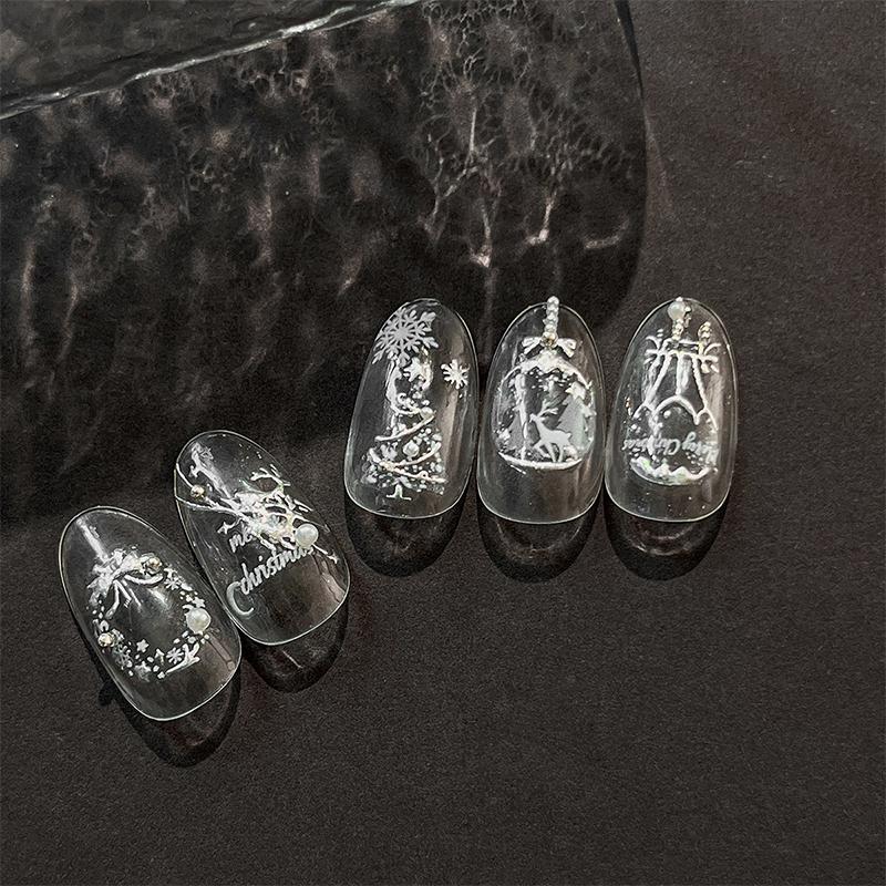 Gold-Stamped Christmas Elk Nail Art Stickers Christmas Series Snowflake Wreath Decorative Stickers