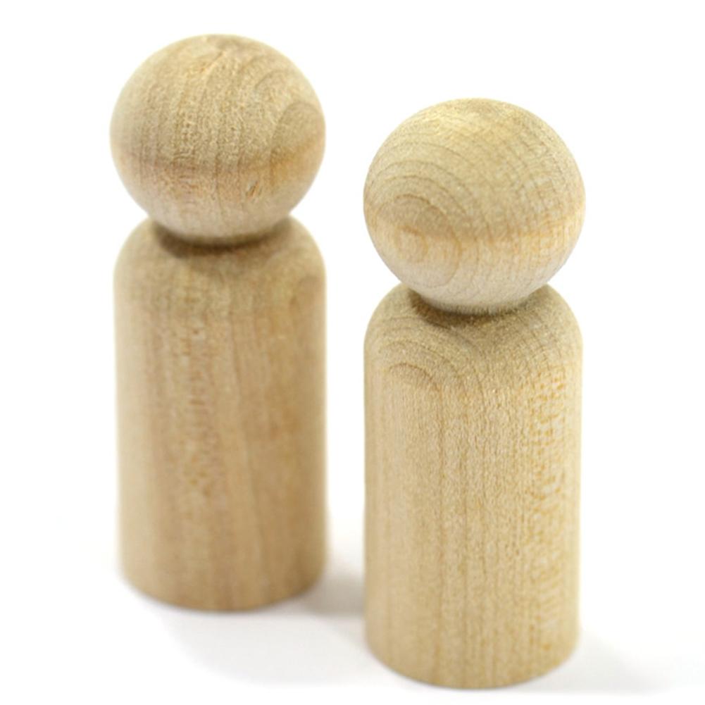 Men Shape Peg Dolls Natural Hardwood Unfinished DIY Wedding Cake Topper Home Decor Kids Toys Crafts 10PCS/Set