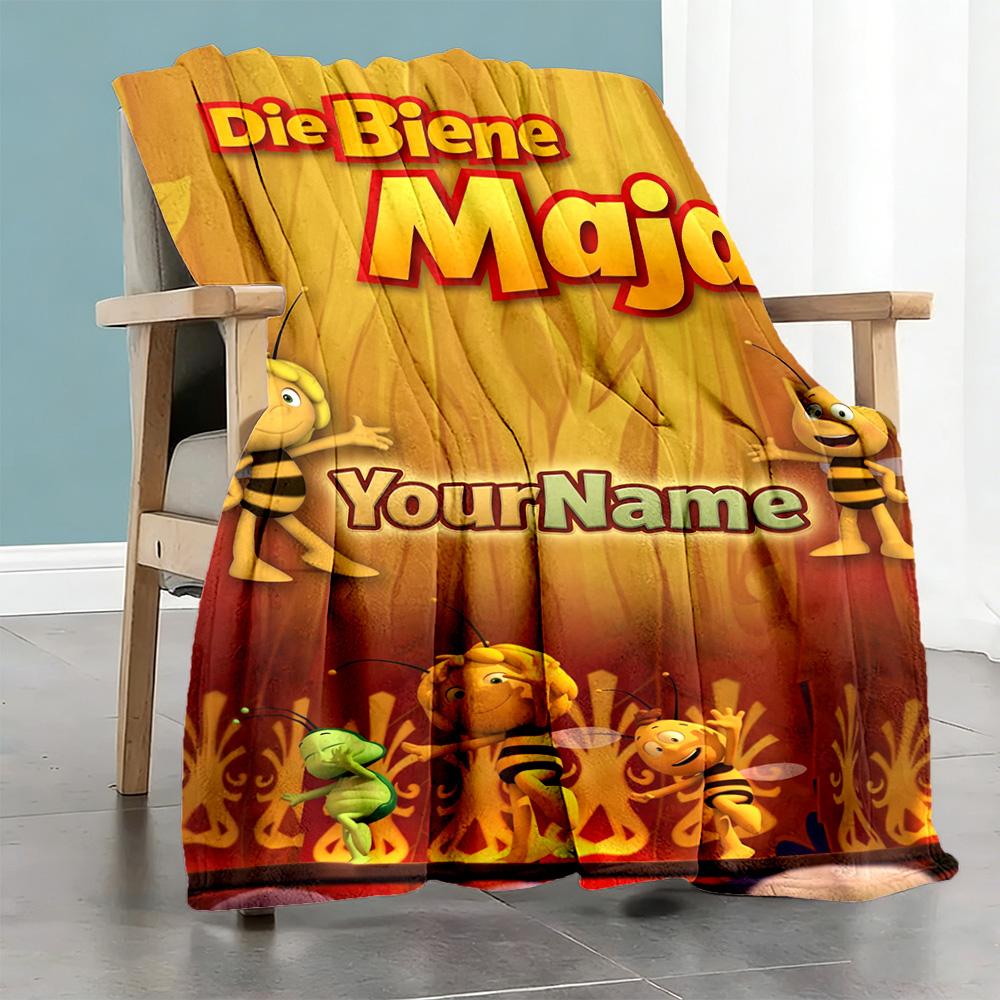 Biene Maja Customize Your Name Blanket Cozy Customizable Blanket Warmthful Decor Perfect for Office Office Chair Living Room Home Decor