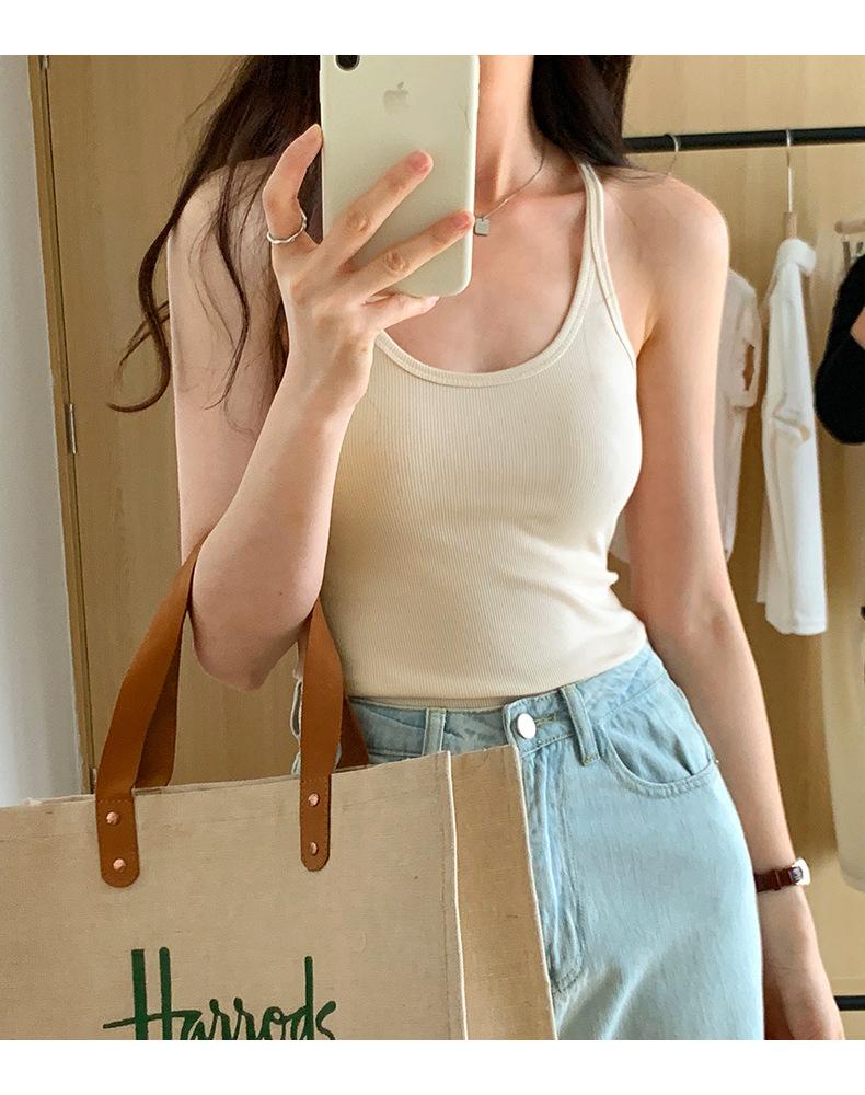 Selection of High Elastic Threaded Cotton Summer Clothes, New Spice Girl Sling Vest, Women's I-shaped Inner and Outer Wear, Beautiful Back Top