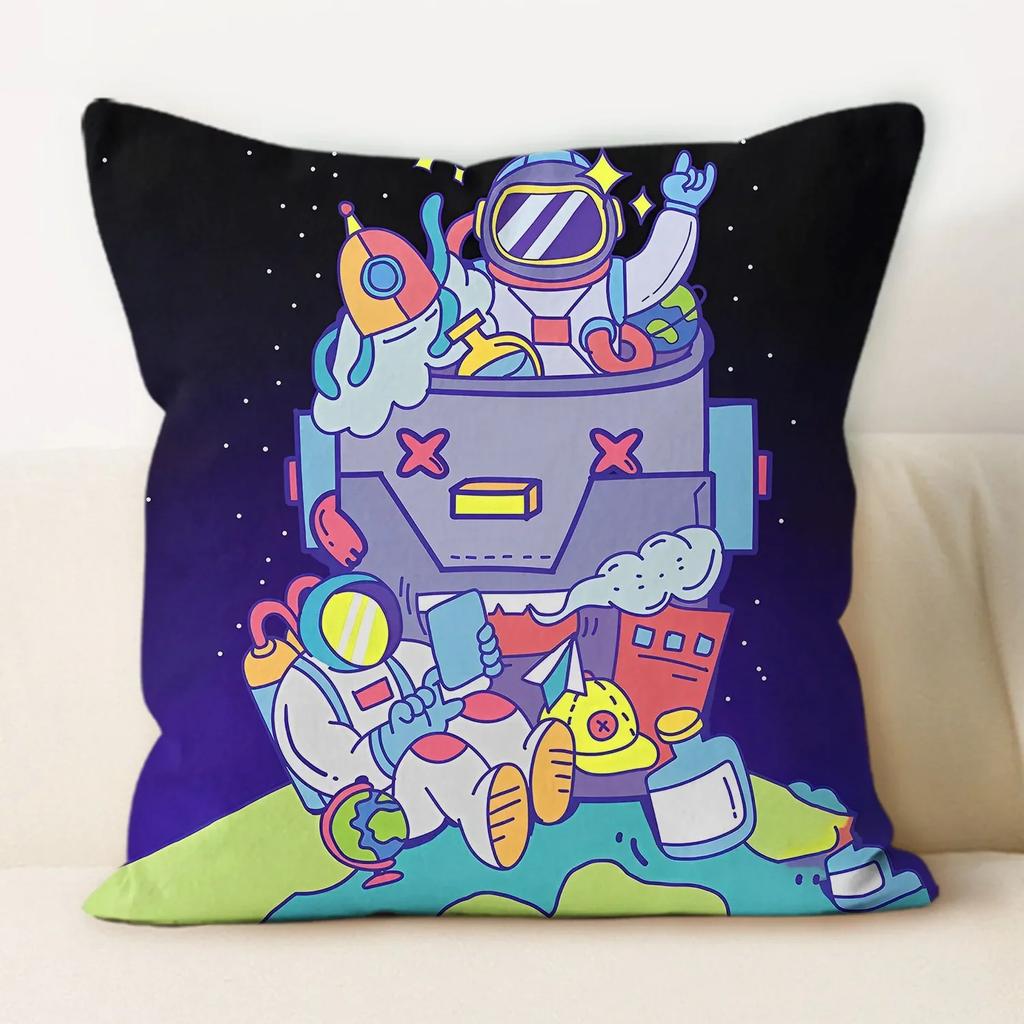 Drawing Graffiti Backrest Square Office Pillow Cover Funny Graffiti Pillow Home Sofa Cushion Cover