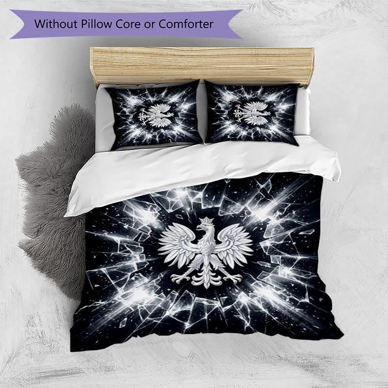 Set Biancheria da Letto Stampata Calcio Polonia 3 Pezzi Set Copriletto Traspirante Accogliente come Regalo per Inaugurazione Casa o Festa