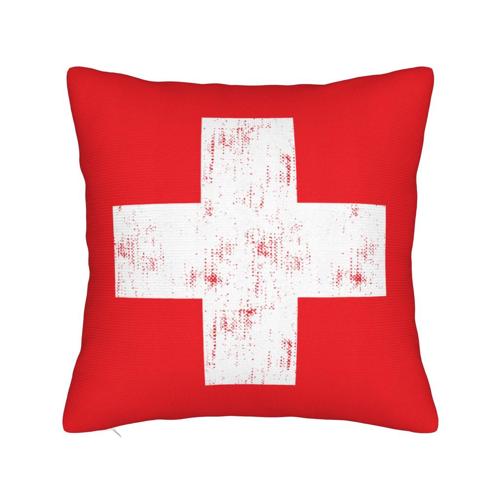 Switzerland Swiss Flag Mountains Pillowcase Printed Polyester Cushion Cover Decor Europe Throw Pillow Case Cover Seater Square