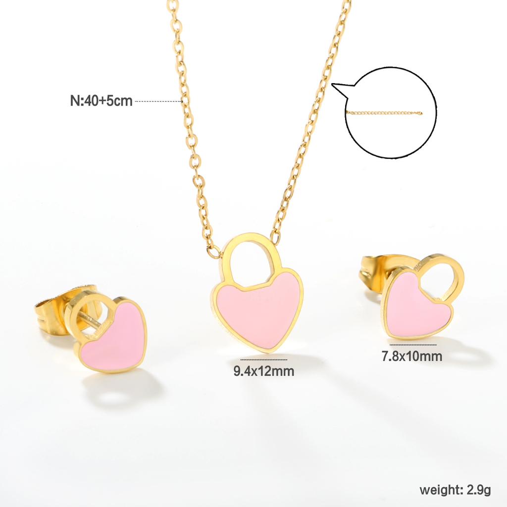 [Sweet And Cute Fruit Design Jewelry Set Drip Glaze Enamel Earrings And Necklace For Women]