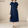 Robe Décontractée Femme Col Rond Couleur Unie Ample Manches Courtes