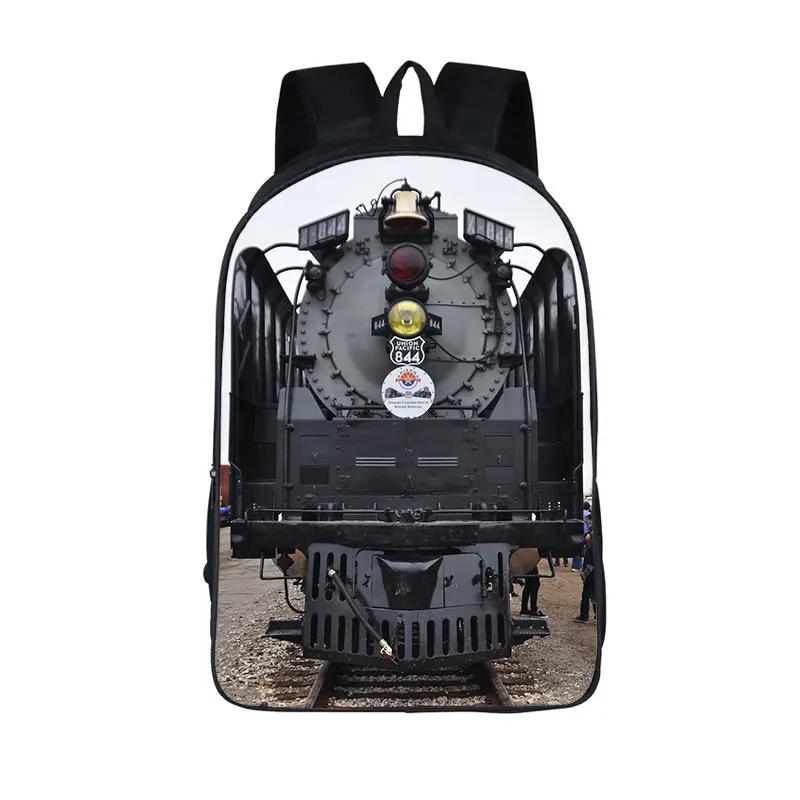 Old-fashioned Steam Train / Locomotive Pattern Backpack for Teenager School Bags Women Rucksack Travel Student Book Bags Gift