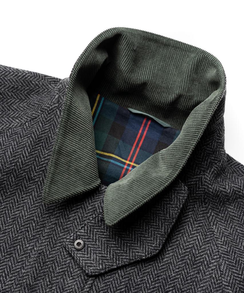 Edinburgh Club Wool Blended Herringbone Mid Hunting Jacket [C/Grey]