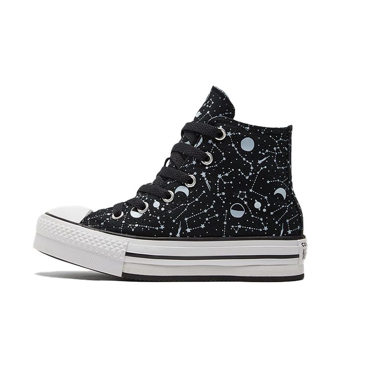 Converse Eva Lift High Top Kids Canvas Shoes Kids Sneakers Black Blue 672117C