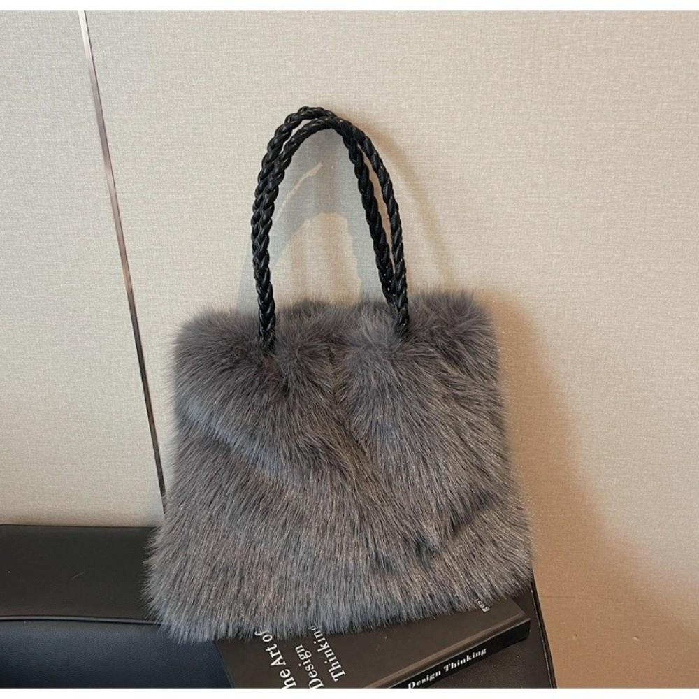 Fashion Furry Shoulder Bag Autumn Winter Tote Handle Bag Large Capacity Storage Bags Women Handbag