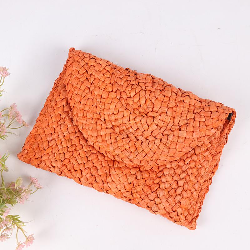 Handmade Women's Straw Corn Husk Clutch & Coin Purse - Casual Woven Beach Bag