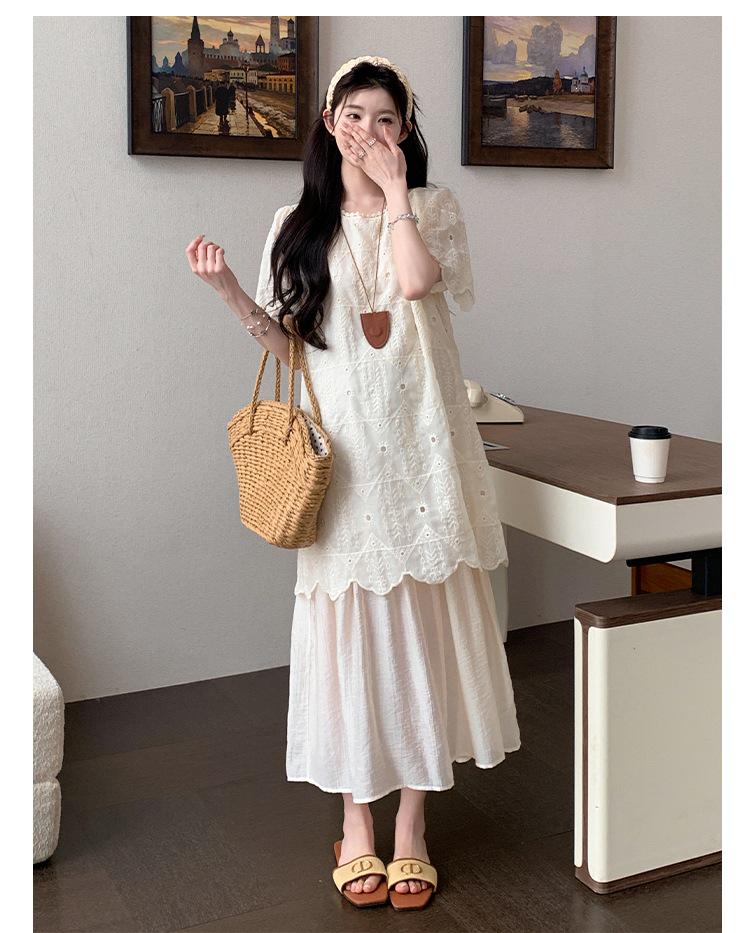 Spring/Summer 2026 Korean Plus Size Patchwork Maternity Dress