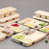 HUIWEN Disposable 4-Compartment Paper Pulp Meal Box with PP Lid