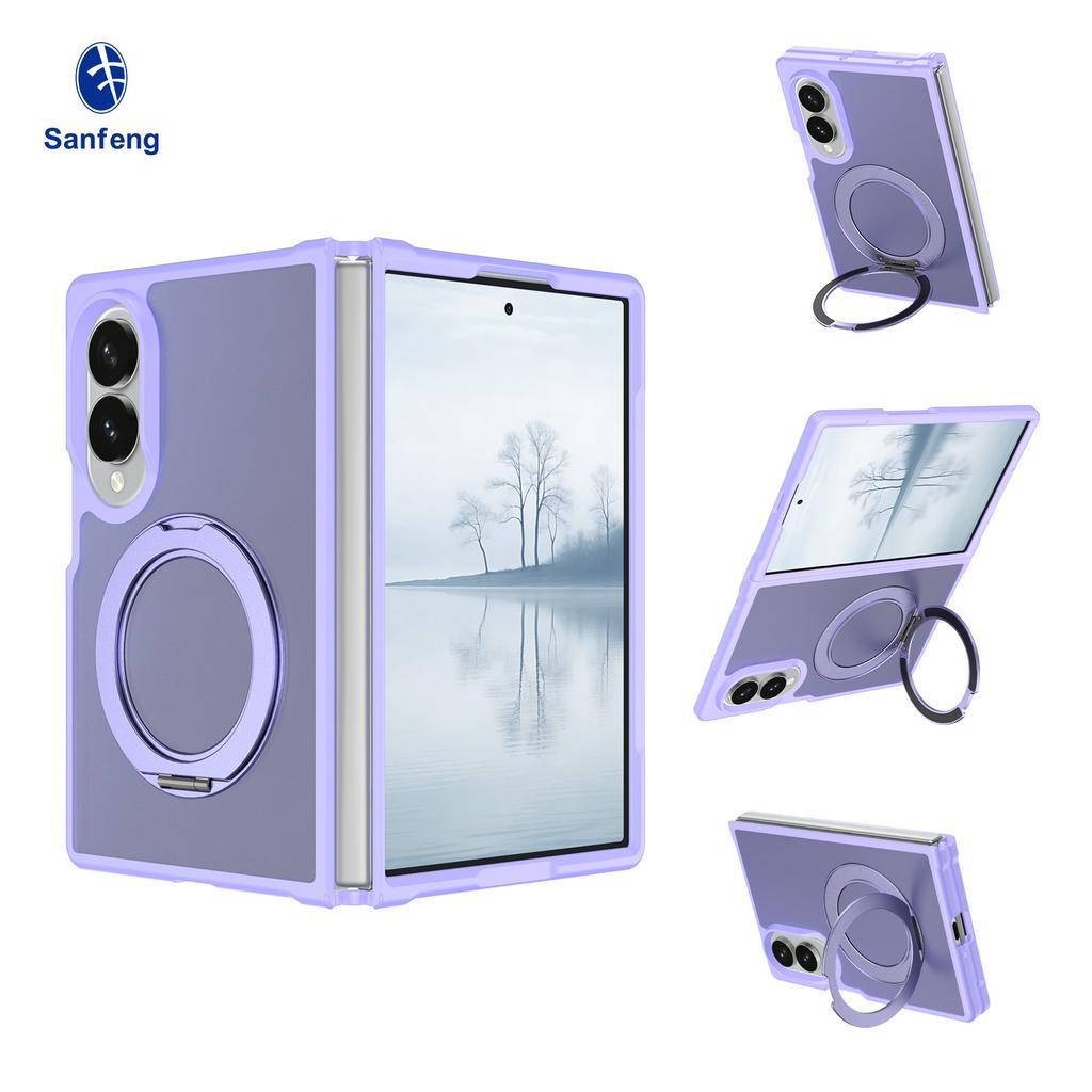 Samsung Z Fold8 Ultra Mobile Phone Case Magnetic Suction Rotating Bracket Anti-drop Tpu + Pc Skin Feeling Protective Case