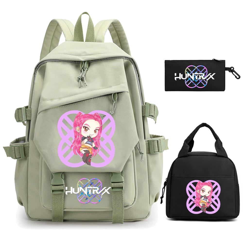 3Pcs/set K-pop Demon Hunters Printed Backpack for Teenger Boy Girl Large Capacity Schoolbag Children Student Bookbag Women Waterproof Travel Bag