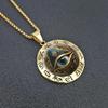 Ancient Egyptian Eye Pattern Hieroglyphic Stainless Steel Pendant Necklace for Men Retro Style Talisman Chain