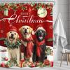Christmas Dogs Shower Curtain Merry Xmas Red Western New Year Cute Animal Snow Winter Artwork Cloth Fabric Waterproof Polyester
