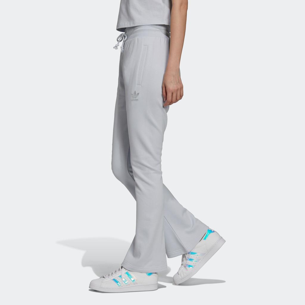 Adidas Originals Solid Color Drawstring Moisture-Wicking Wide-Leg Sports Pants Women Pants Light-Blue HF6769