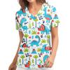Women's T-shirt V-neck Nurse Uniform Casual and Comfortable Short Sleeved Women's Dreamy Printed T-shirt