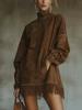 2025 Suede Tassel Dress: High Neck, Loose Fit, with Pockets for Autumn/Winter