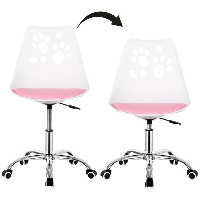 Chaise de bureau - SPRINGOS - 2025 - Ergonomique - Réglable en hauteur - Similicuir blanc/rose