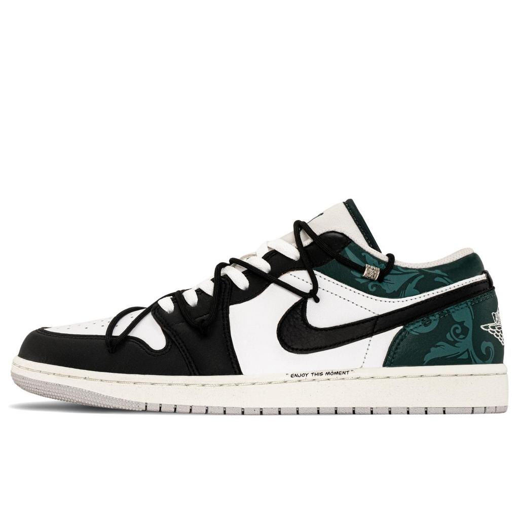 Jordan Air Jordan 1 Jungle Abrasion Resistant Abrasion Resistant Low Top Vintage Basketball Shoes Men's Black Green FQ7687-300(TeamA-S-BOX)