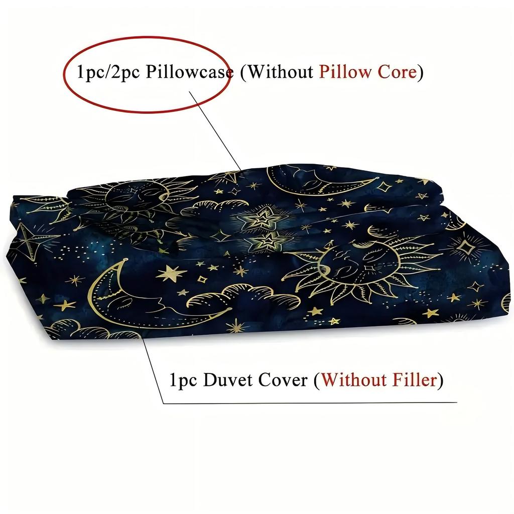 Mysterious Sun Moon Starlit Sky 3D Printed Quilt Cover Set Tarot Style Luxury Bedding Set Polyester Soft Comfortable Duvet Cover