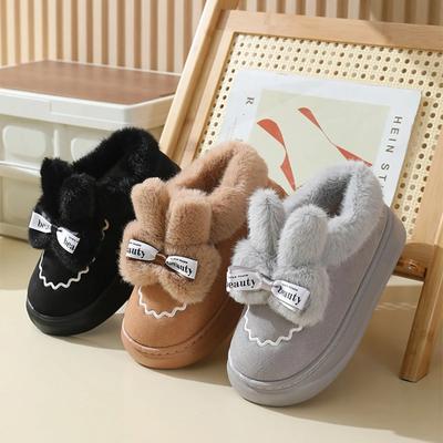 Schneestiefel Winter Neue Damen Warm Gepolsterte Baumwollschuhe Indoor Dicke Unterseite Plüsch Kaninchen Baumwollstiefel Freizeit Weiche Sohle Stiefeletten