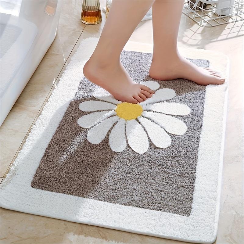 Felpudo de Baño Estilo Margarita Fresca, Felpudo Absorbente para Entrada de Baño, Alfombra Antideslizante para Ducha, Decoración del Hogar