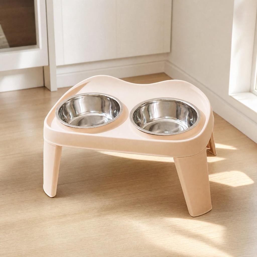 Elevated Dog Feeding Station with Stainless Steel Bowls Easy to Clean Foldable Raised Pet Feeder