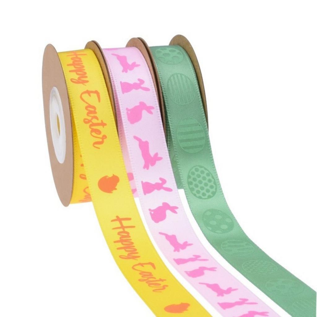 1.5 * 1800cm Easter Cute  Ribbon - Bow Tie Wrapped Satin Ribbon Easter Egg Weaving Ribbon