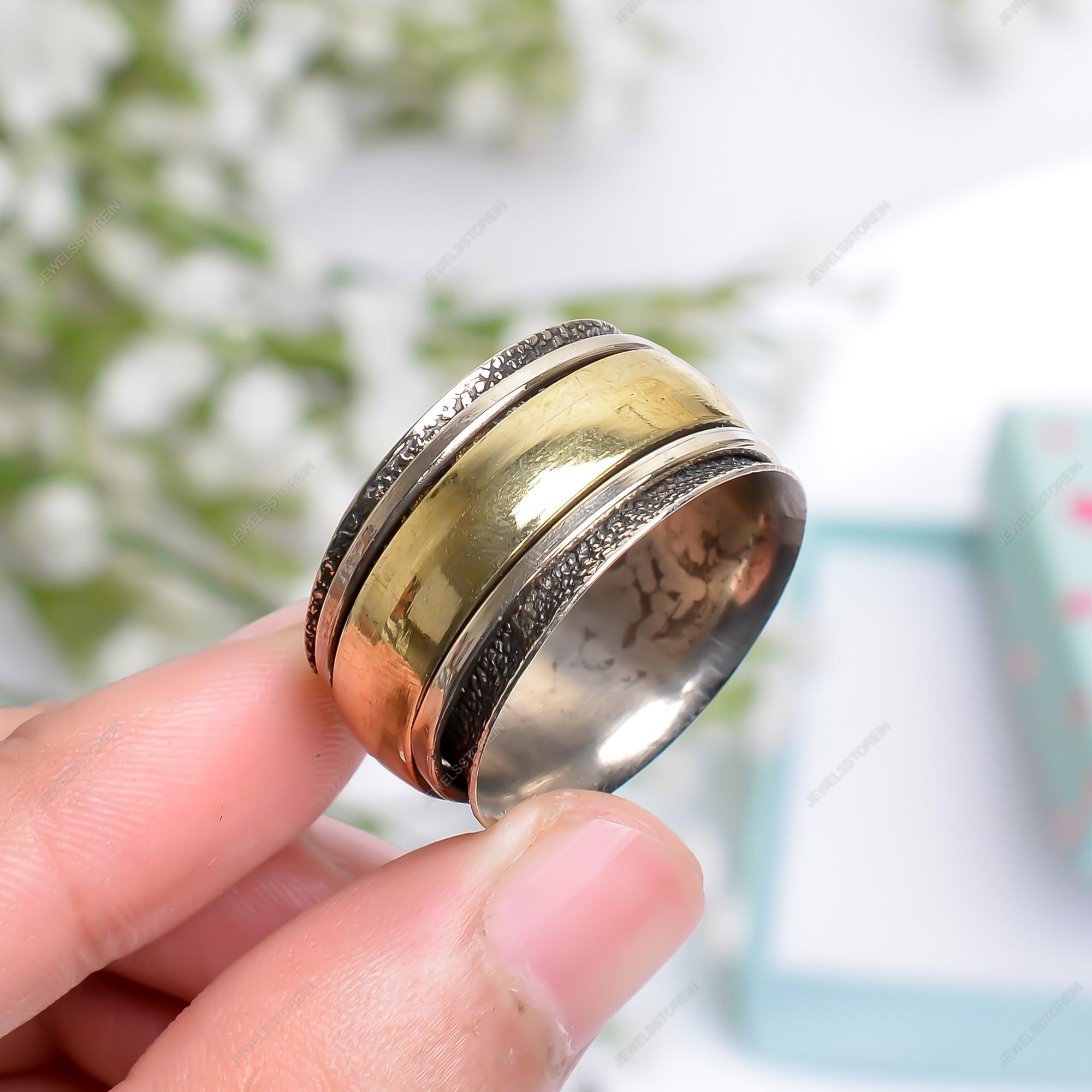 

Кольцо для медитации Dome Spinner Silver, ручная работа, серебряное кольцо-спиннер 7 серебряный