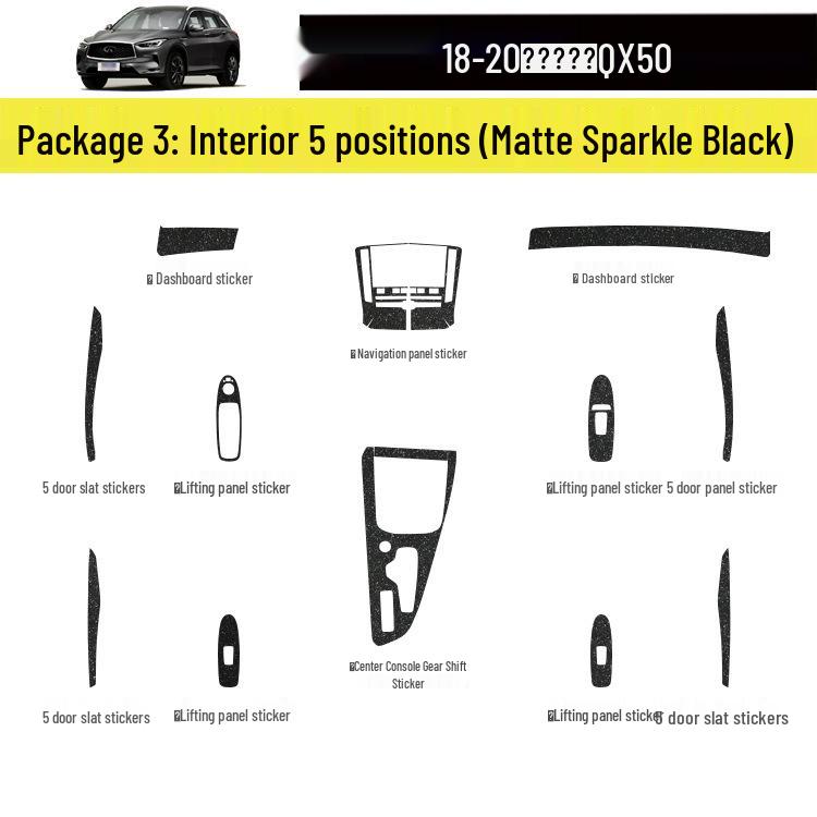 18-20 Infiniti QX50 Wnętrze Naklejka z włókna węglowego odporna na zarysowania na drzwi