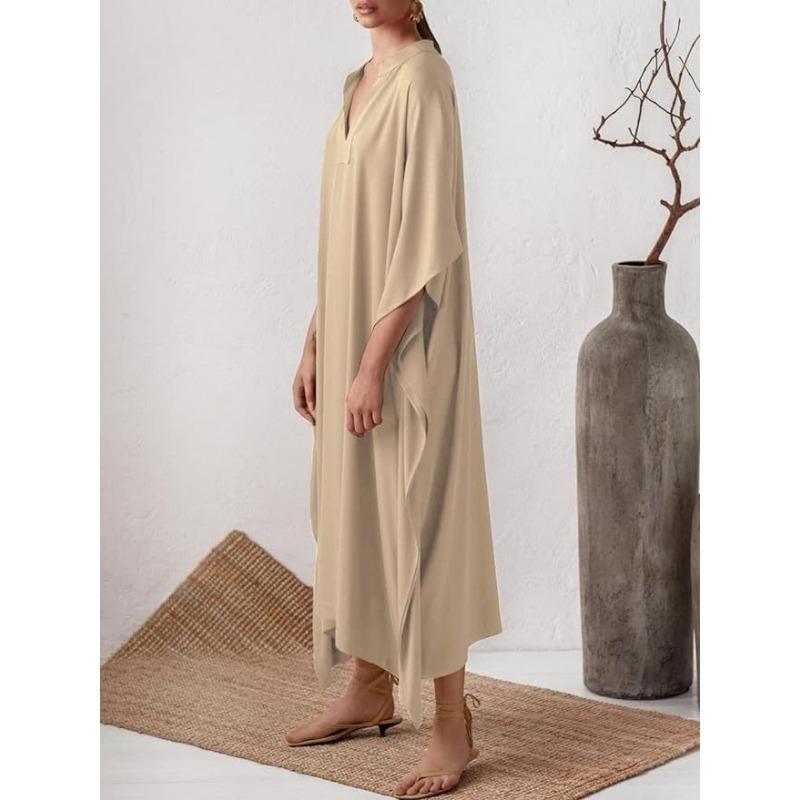 Traje de baño de talla grande para mujer, de color liso, con cuello alto, para playa y vacaciones, protector solar