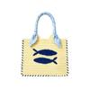 Handwoven Straw Tote Bag with Embroidered Fish Pattern and Wrapped Handles Suitable for Casual Everyday Use and Beach Outings