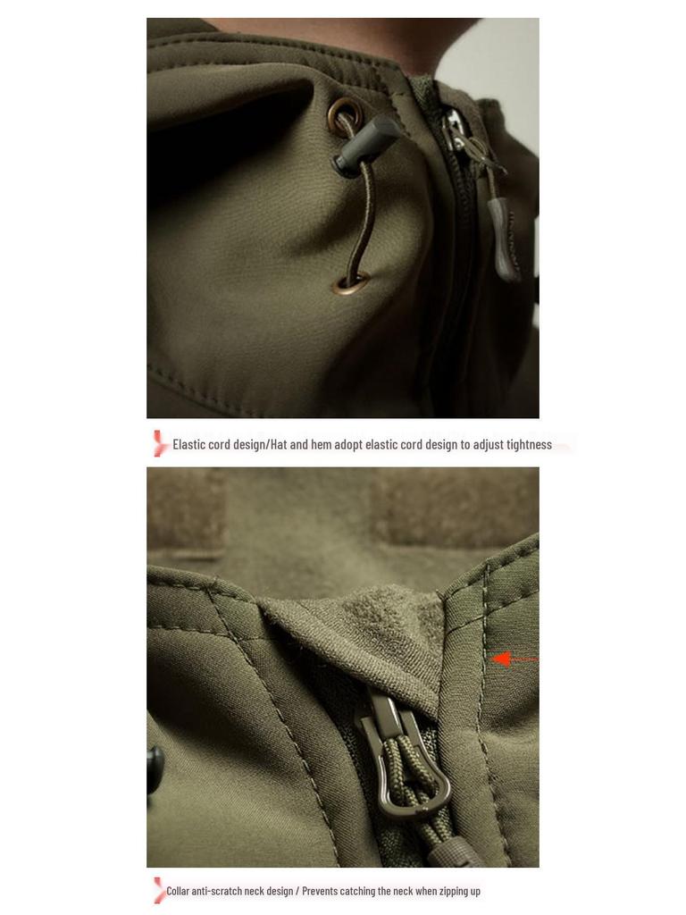 Warm Windbreaker Jacket - Available In Military Green, Black, and Khaki for Spring and Autumn Outdoor Wear.